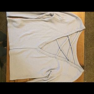 Grey long sleeve partial crop